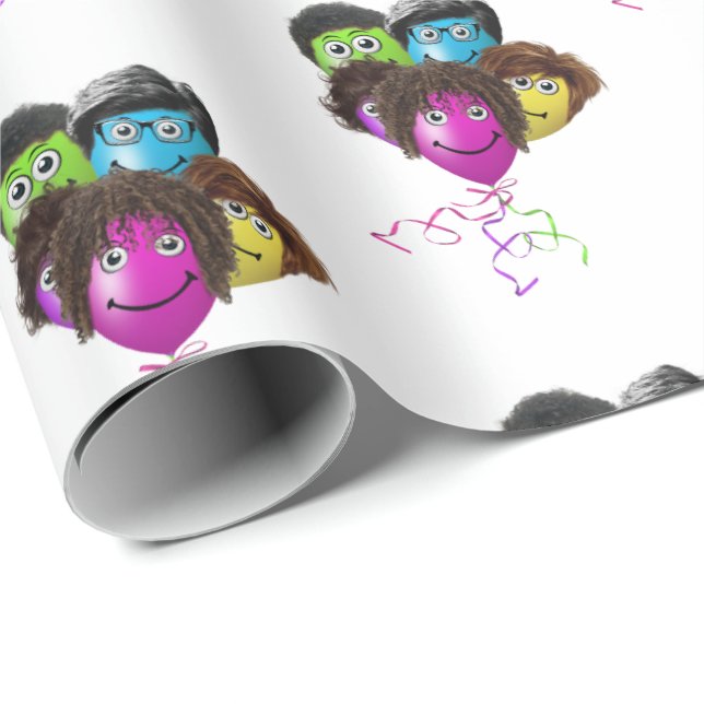 Funny People Balloon Group Wrapping Paper (Roll Corner)