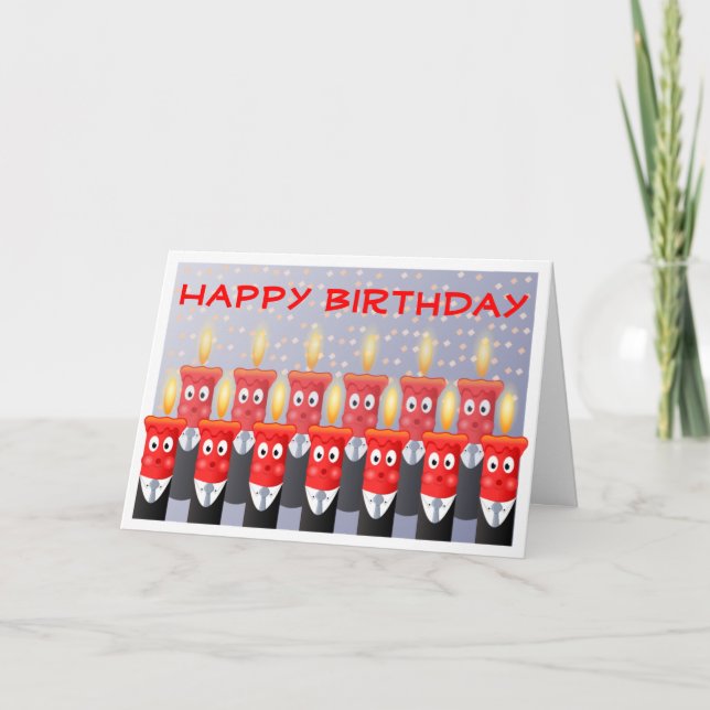 Funny People Candles Happy Birthday From All of Us Card (Front)