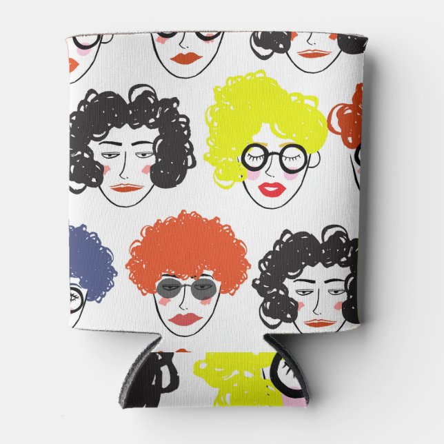 Funny people crowd: seamless design. can cooler (Front)