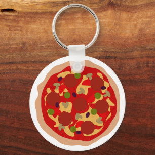 Funny pepperoni pizza custom round button keychain
