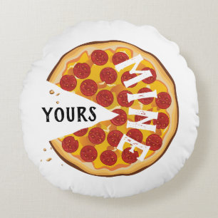 Funny pepperoni pizza cute red yellow round pillow