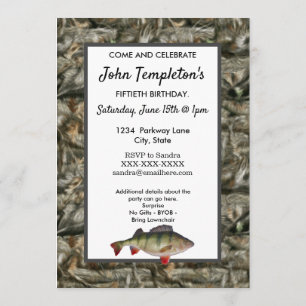 Funny Perch Fishing Invitation d'anniversaire de l