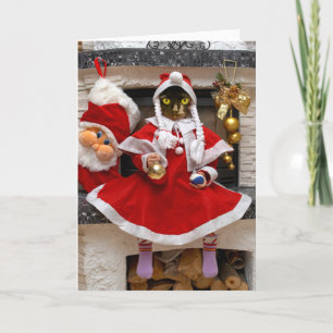Funny Père Noël Cat carte de Noël