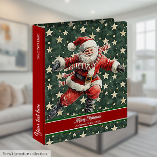 Funny Père Noël Patinage Aquarelle Classeur de rec
