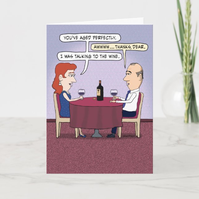 Funny Perfectly Aged Wine Birthday Card (Front)