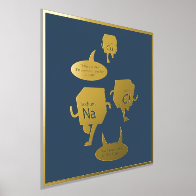 Funny Periodic Table Chemistry Gag Gold Foil Prints (Laydown)