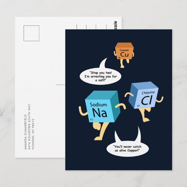 Funny Periodic Table Chemistry Gag Postcard (Front/Back)