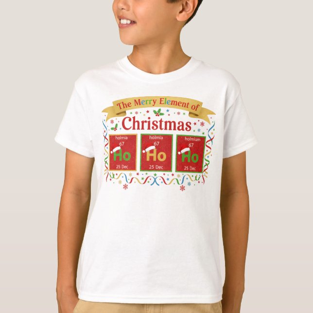 Funny Periodic Table Christmas T-Shirt (Front)