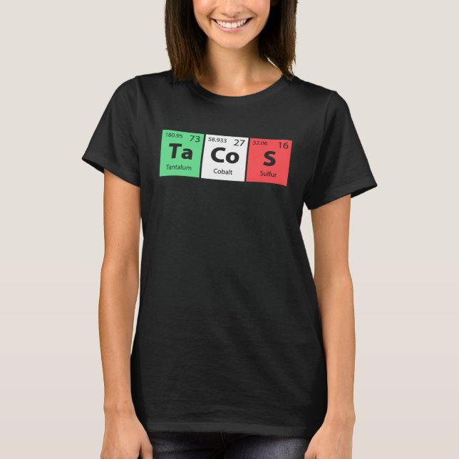 Funny Periodic Table Tacos For Cinco De Mayo Celeb T-Shirt (Front)