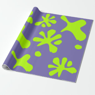 Funny periwinkle neon green slime pattern kids wrapping paper