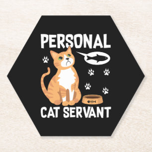 Funny Personal Cat Servant Watercolor Cute Animal Paper Coaster