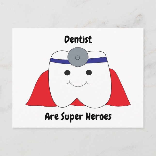 Funny Personalize Dentist Tooth Super Hero Postcard (Front)