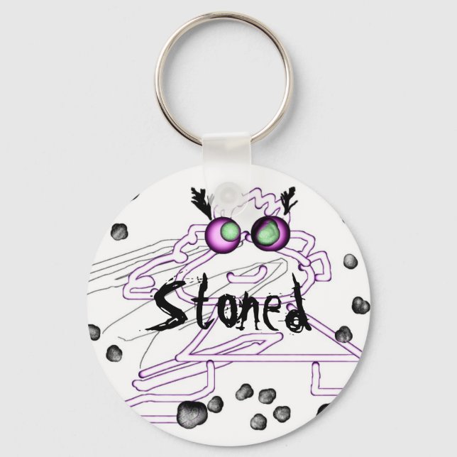 Funny Personalize Key Chain  Keychain - Stoned (Front)