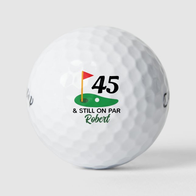 Funny Personalized 45th Birthday Gift for Golfer Golf Balls (Front)