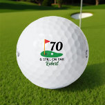 Funny Personalized 70th Birthday Gift for Golfer Golf Balls<br><div class="desc">Celebrate 70 years with a swing! This golf ball features a fun design with 70 and still on par, plus customizable text to add a name or special message. It's a perfect gift for golfers who love to hit the greens with humour and style. It's also great for friends, family,...</div>