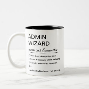 Funny Personalized Admin Wizard Definition Two-Tone Coffee Mug