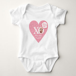 Funny Personalized baby face baby wear  Pink Heart Bodysuit
