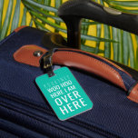 Funny Personalized Bag Attention | Humour Green Luggage Tag<br><div class="desc">Turn heads and spot your travel bag in an instant with this modern mint green luggage tag! Let the funny saying 'woo hoo, here I am over here' express your excitement about your upcoming holiday, while your personal details remain safe and secure on the back. And the best part? You...</div>