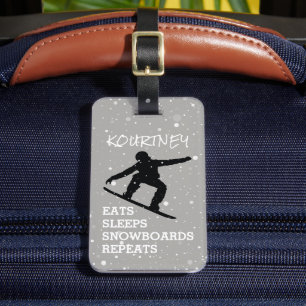 Funny Personalized Bag Attention Snowboard Grey Luggage Tag