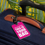 Funny Personalized Bag Attention Travel Luggage Luggage Tag<br><div class="desc">Never worry about losing your bag again with this bright pink luggage tag. Easily and quickly personalize it with your name and contact information — and even change its background colour. No matter your destination this holiday season,  make sure your luggage stands out with personalized flair.</div>