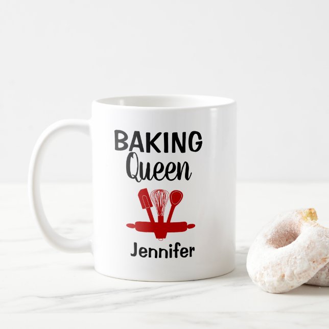 Funny Personalized  Baking Queen Coffee Mug (With Donut)