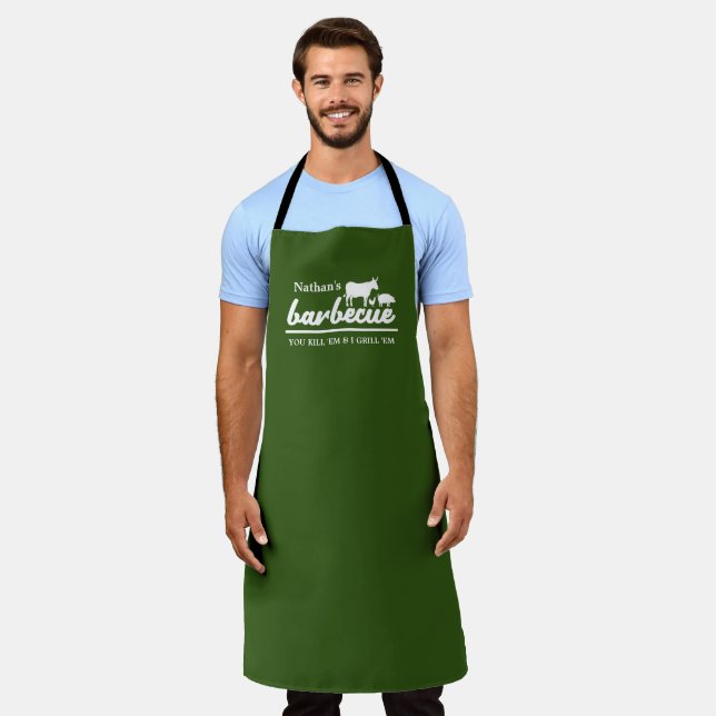 Funny Personalized Barbecue Chef Apron (Worn)