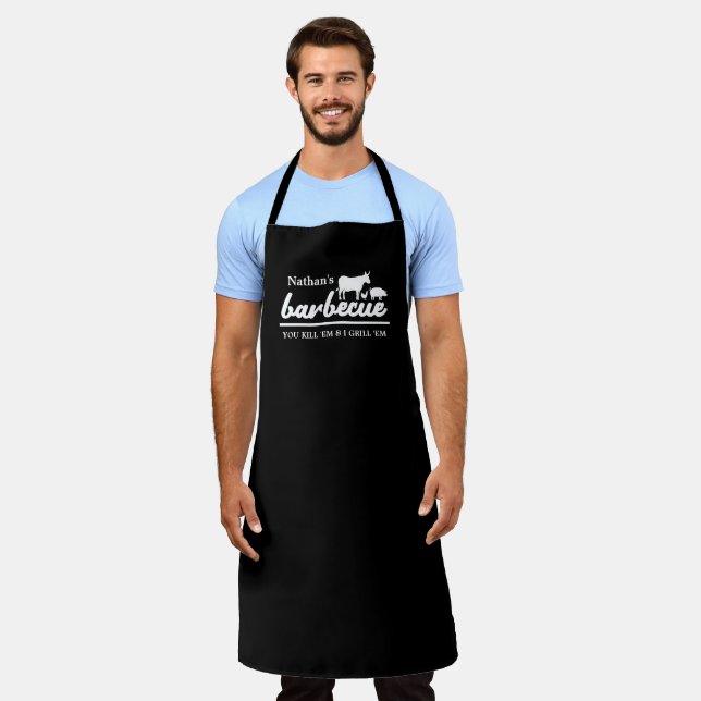 Funny Personalized Barbecue Chef Apron (Worn)