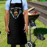 Funny Personalized BBQ Grilling Hamburgers Apron<br><div class="desc">A fun apron featuring a hamburger and grilling tools set against a black background.  Add 3 lines of custom text to personalize. Perfect for anyone who loves to barbecue,  grill and cook.  Makes a perfect Father's Day,  birthday or holiday gift.</div>