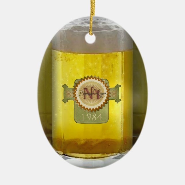 Funny Personalized Beer Glass Ceramic Ornament (Front)