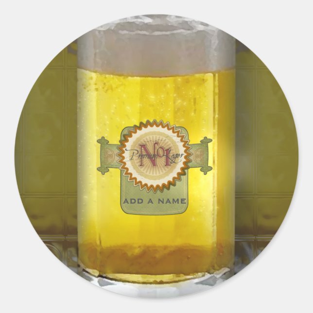 Funny Personalized Beer Glass Classic Round Sticker (Front)