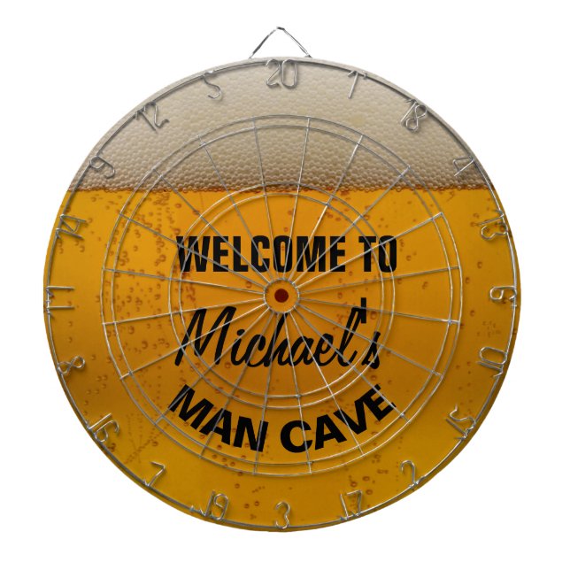 Funny Personalized Beer themed man cave dart board (Front)
