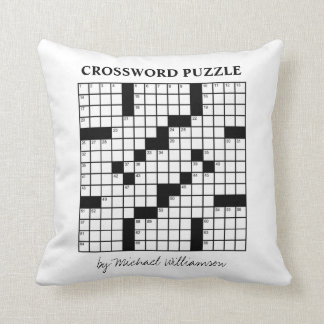 Funny Personalized Black White Crossword Puzzle Throw Pillow