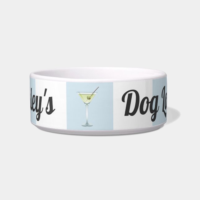 Funny Personalized Blue Stripes Dog Lounge Bowl (Front)
