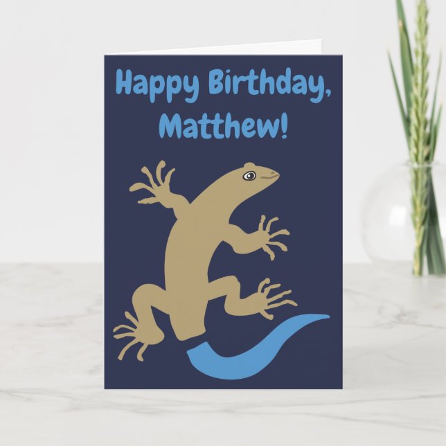 Funny Personalized Blue-Tailed Skink Birthday Card (Front)