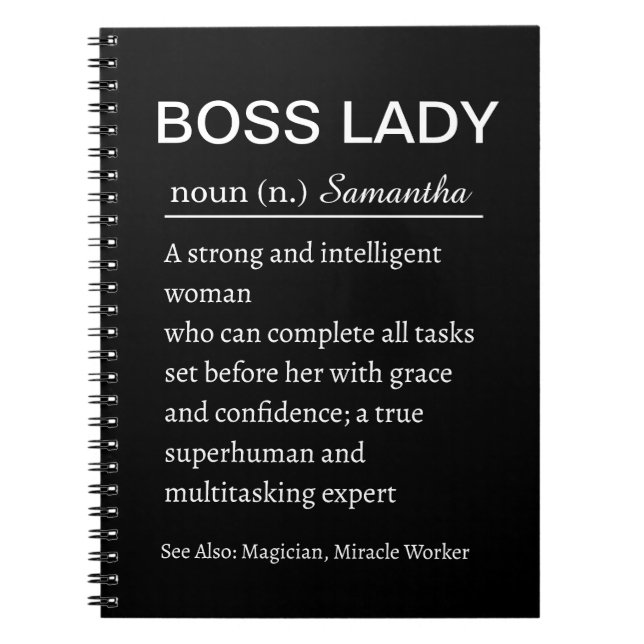 Funny Personalized Boss Lady Definition Notebook (Front)