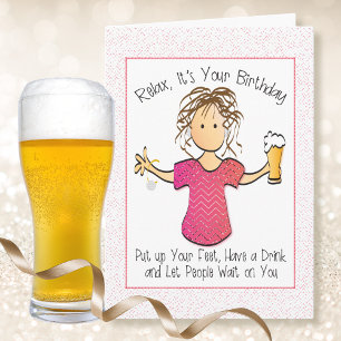 Funny Personalized Cartoon Birthday Card for Her