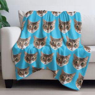 Funny Personalized Cat Face Fleece Blanket
