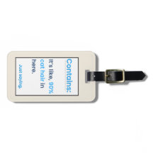 Funny Personalized Cat Parent Luggage Tag Blue