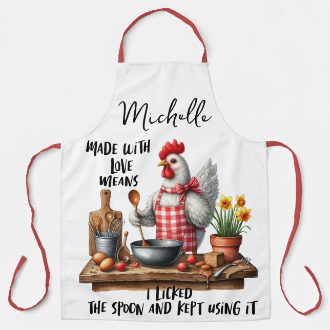 Funny Personalized Chicken Saying Apron (Front)