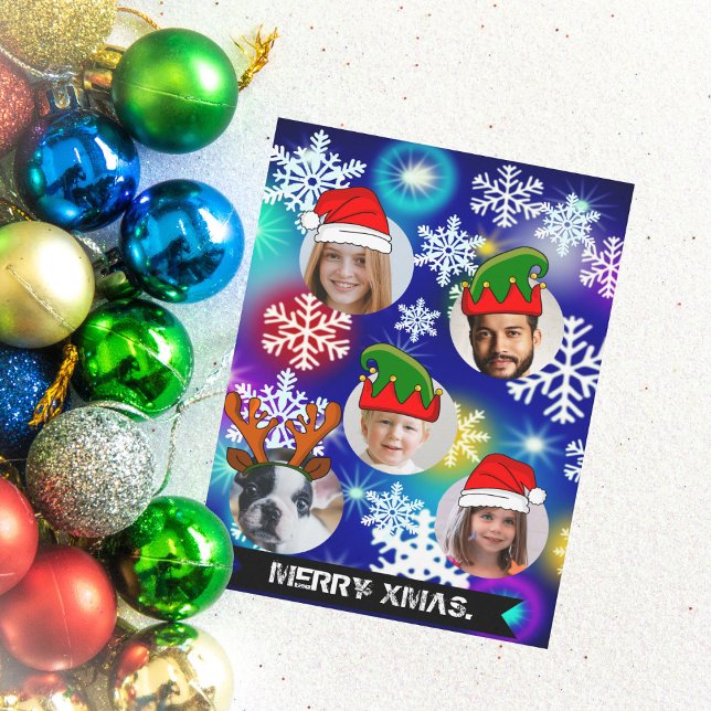 Funny personalized Christmas hats photo in hole Invitation (Creator Uploaded)