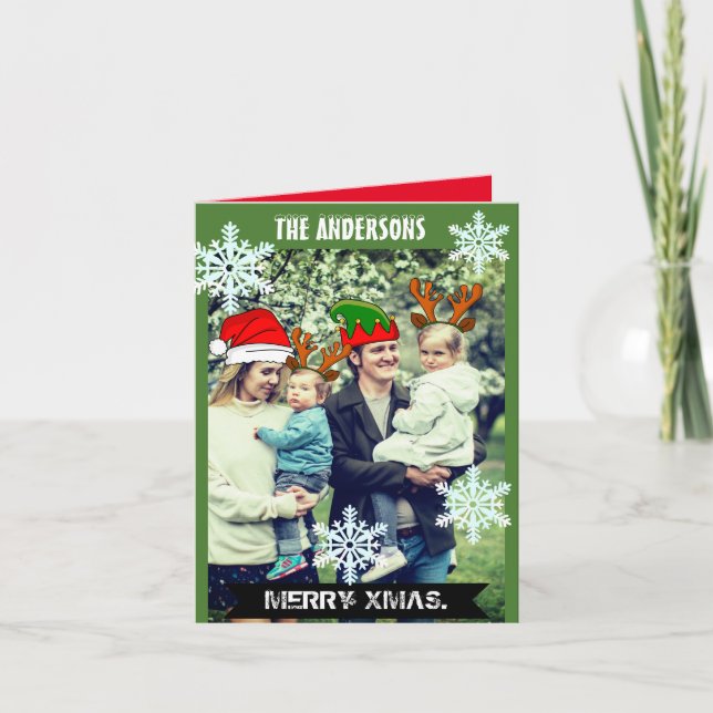Funny personalized Christmas hats photo Invitation (Front)