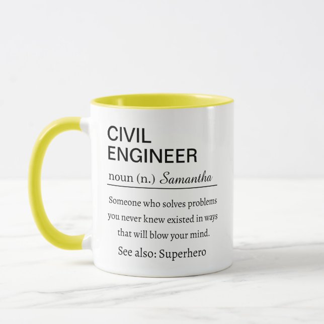 Funny Personalized Civil Engineer Definition Mug (Left)