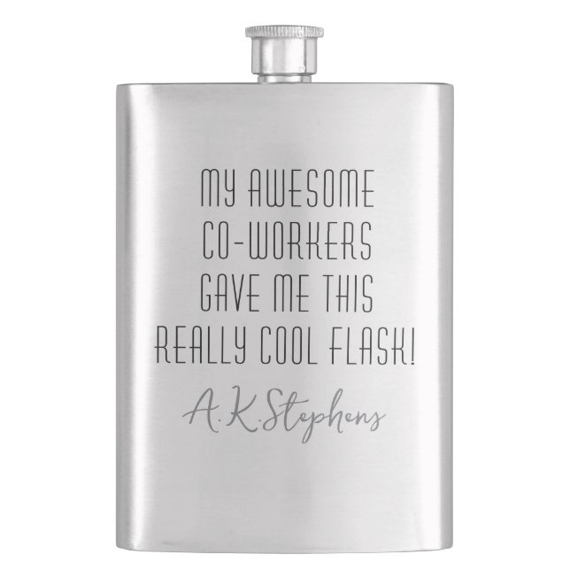 Funny Personalized Co-Worker Cool Modern Hip Flask (Front)