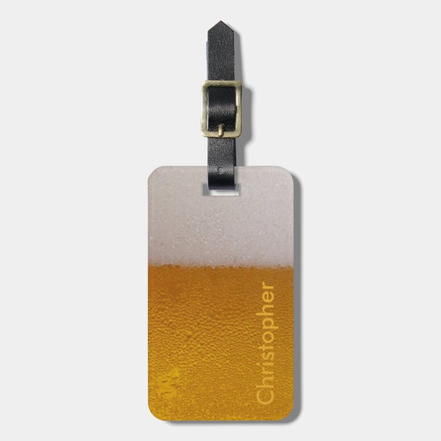 Funny Personalized Cold Beer Luggage Tag (Front Vertical)
