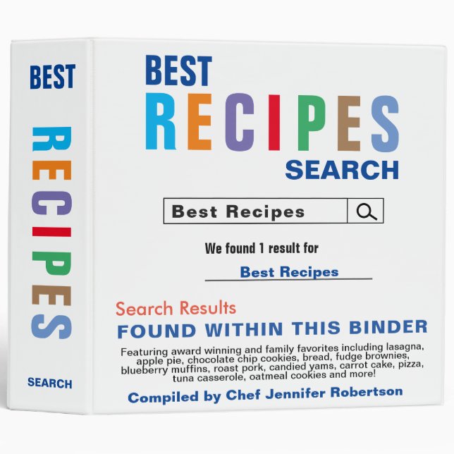 Funny Personalized Cookbook for Recipes Binder (Front/Spine)