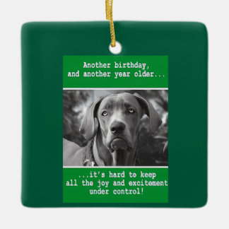 Funny Personalized Dog Photo Birthday    Ceramic Ornament