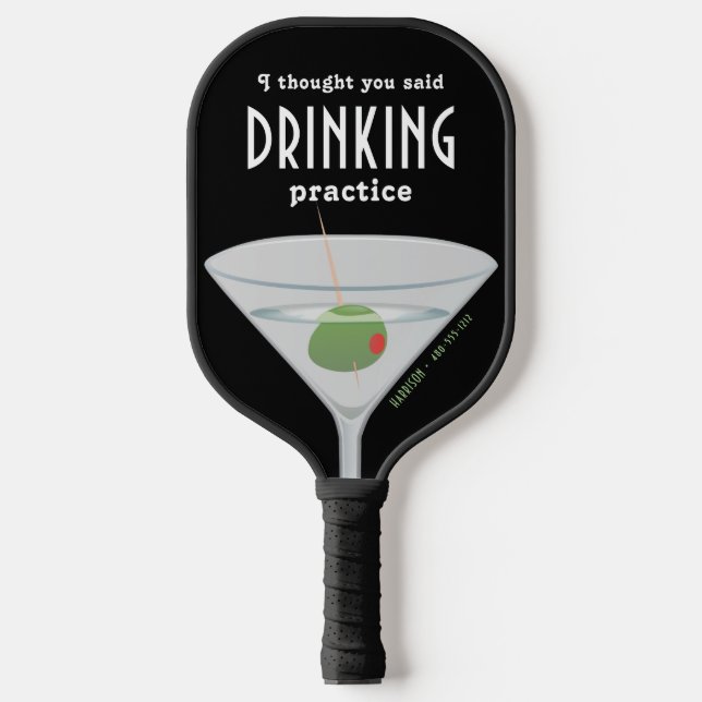 Funny Personalized Drinking Martini Pickleball Paddle (Front)