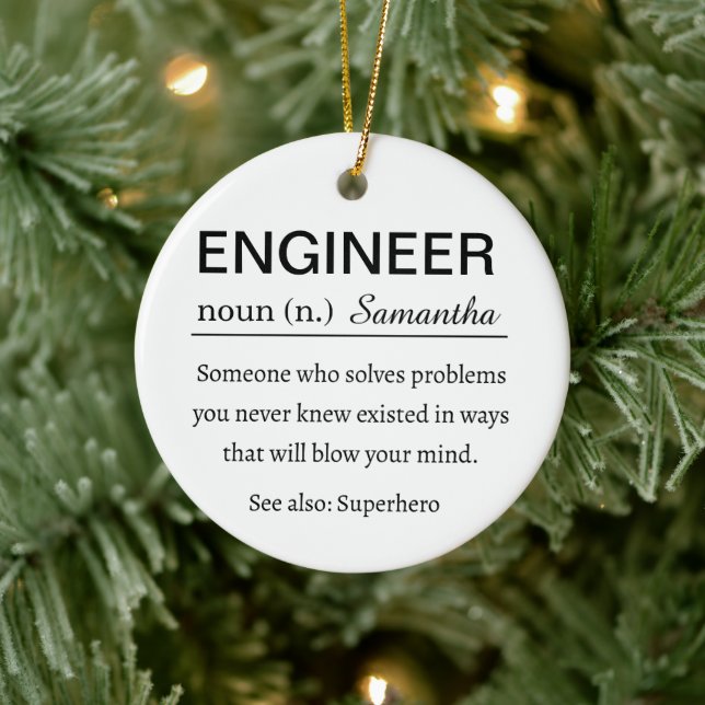 Funny Personalized Engineer Definition Christmas Ceramic Ornament (Tree)