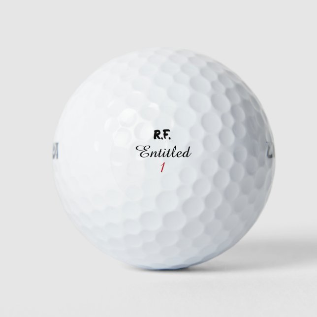 Funny Personalized Entitled 1 Initial Golf Name Balls (Front)
