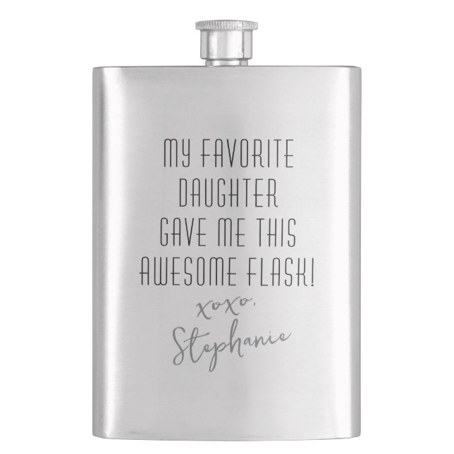 Funny Personalized from Favourite Daughter Modern Hip Flask (Front)
